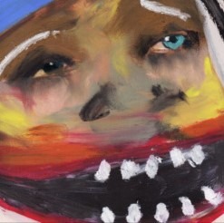 DIPLO - Look Back; Bild von Gesicht mit einem riesigen, verzerrten Mund