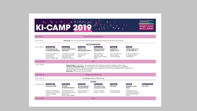 Programmplan des KI-Camps 2019.